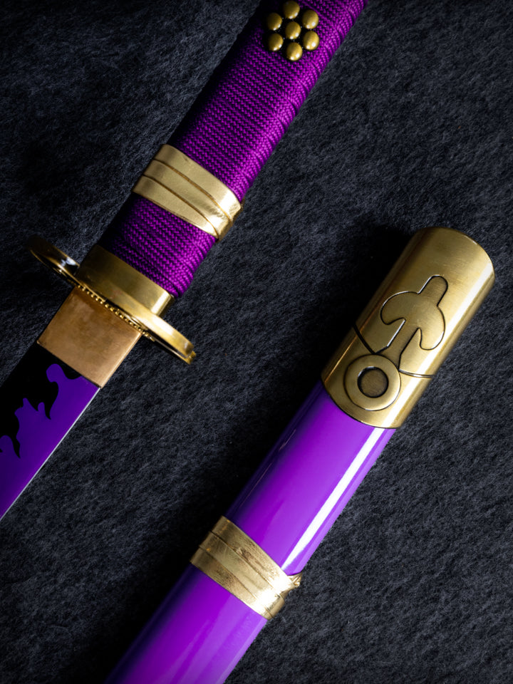 Battle-Ready Zoro's Enma Katana & Enma Keychain (Purple) + Stand - Free Samurai Pen - Image 3