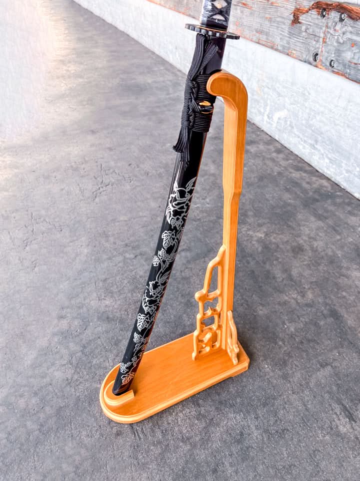 Upright Sword Stand - Light Wood - Image 5